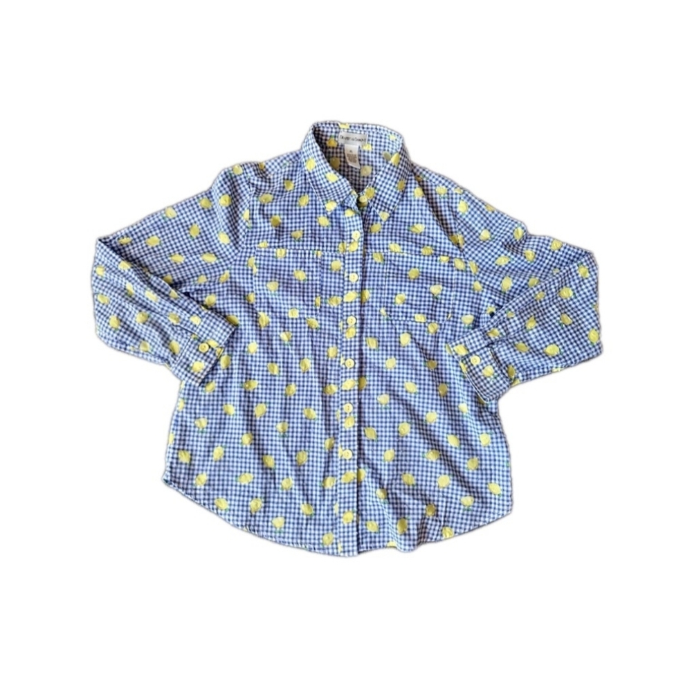Coastal Grandmother‎ Lemon Gingham Button-Down Cottagecore Gardencore Size Xl